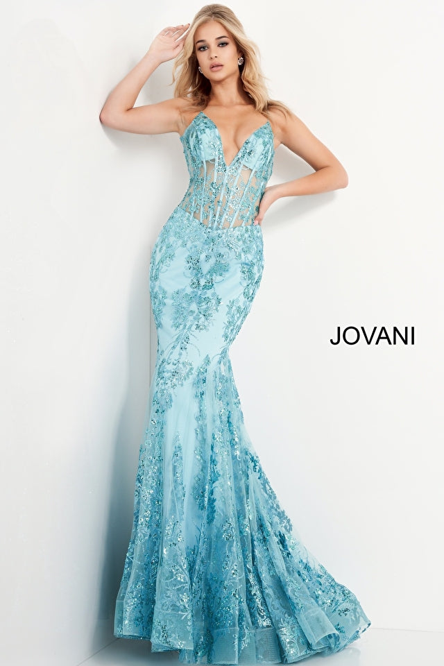 Mermaid V Neckline Formal Prom Dress Jovani 3675