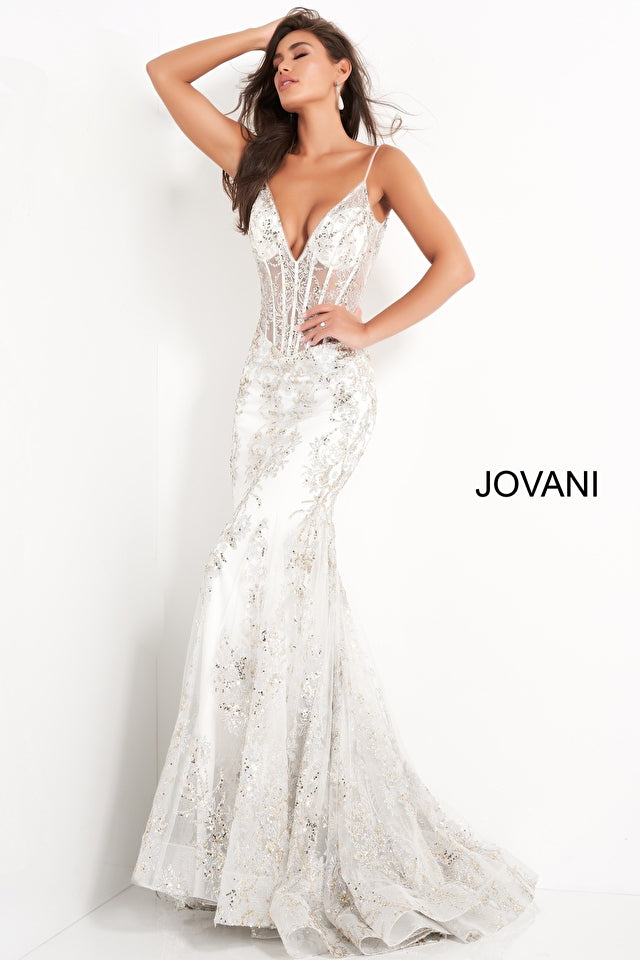 Mermaid V Neckline Formal Prom Dress Jovani 3675