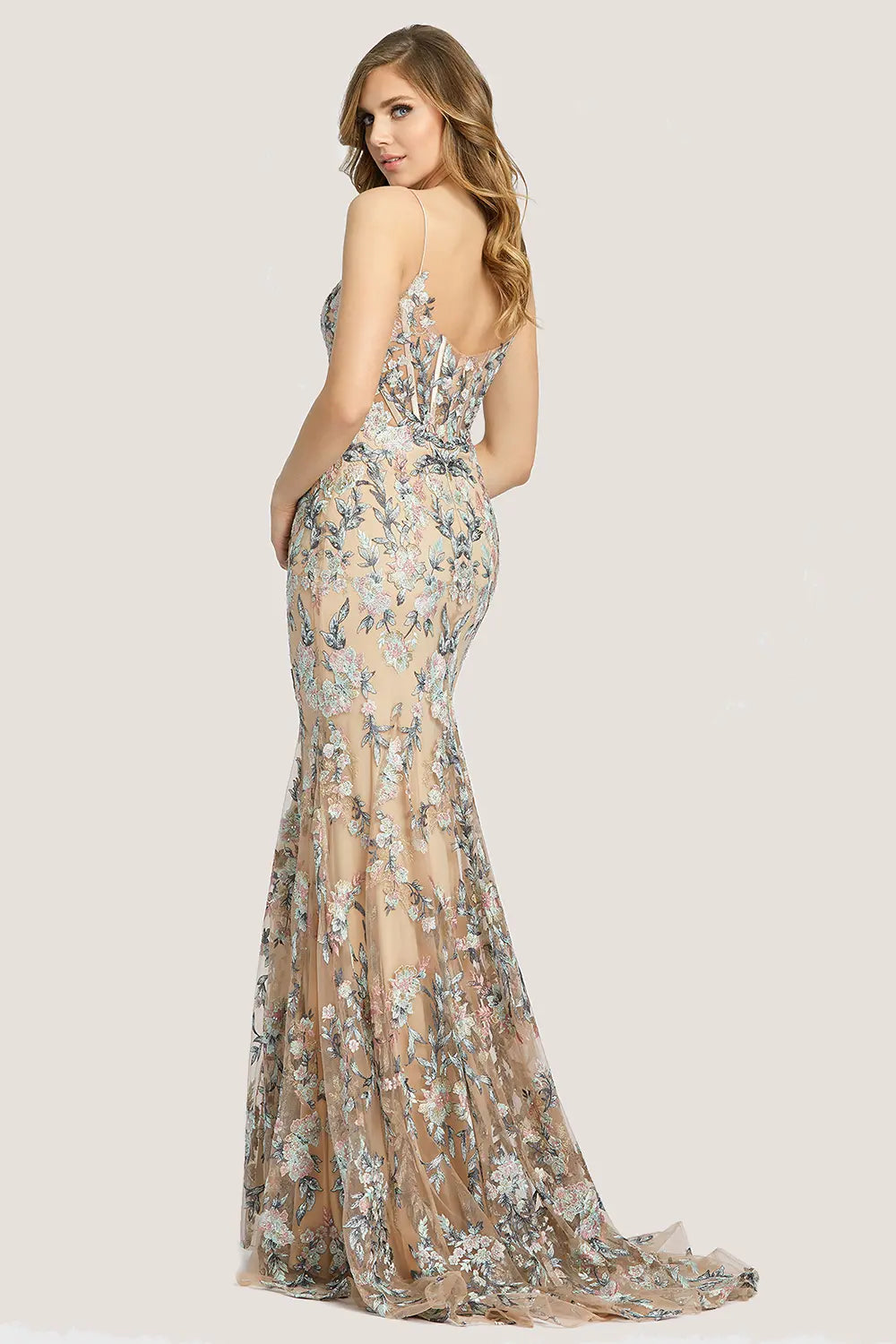 Embroidered Spaghetti Strap Trumpet Gown | Mac Duggal Dress 79313