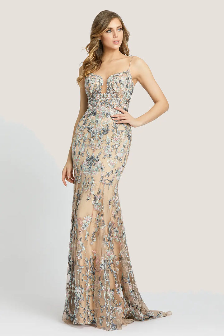 Embroidered Spaghetti Strap Trumpet Gown | Mac Duggal Dress 79313