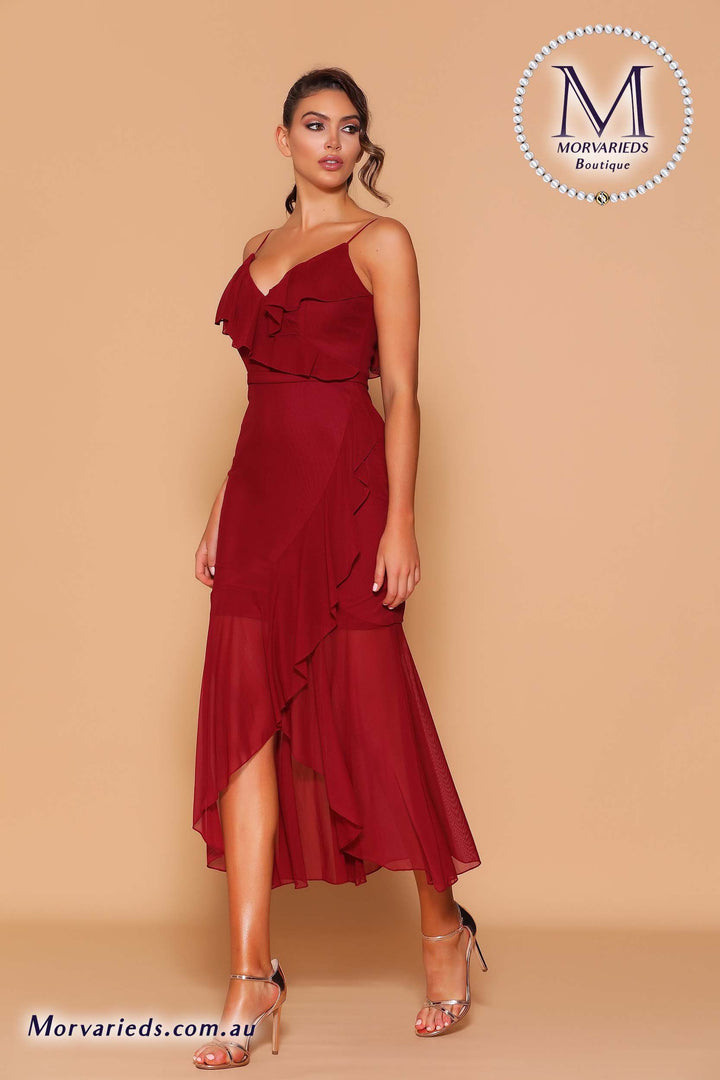Ruffle Midi Dress | Jadore Dress LD1118 - Morvarieds Fashion