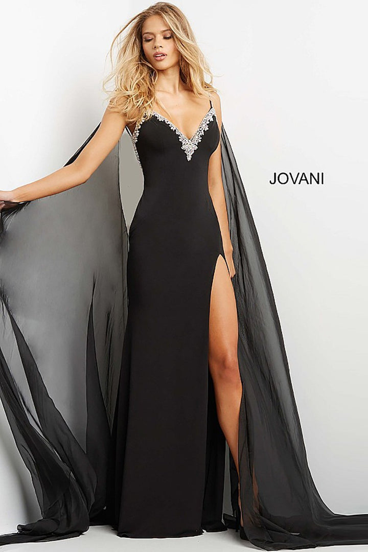 Spaghetti Strap High Slit Prom Dress Jovani 08022 - Morvarieds Fashion