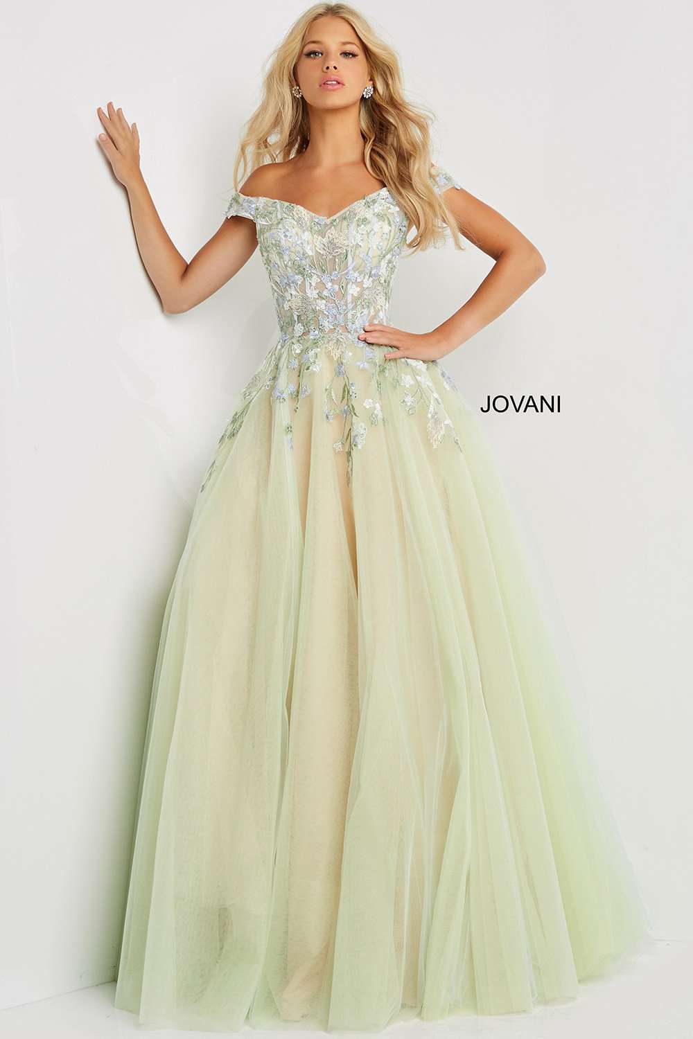 Multi Floral Embroidered Prom Dress Jovani 06794 - Morvarieds Fashion