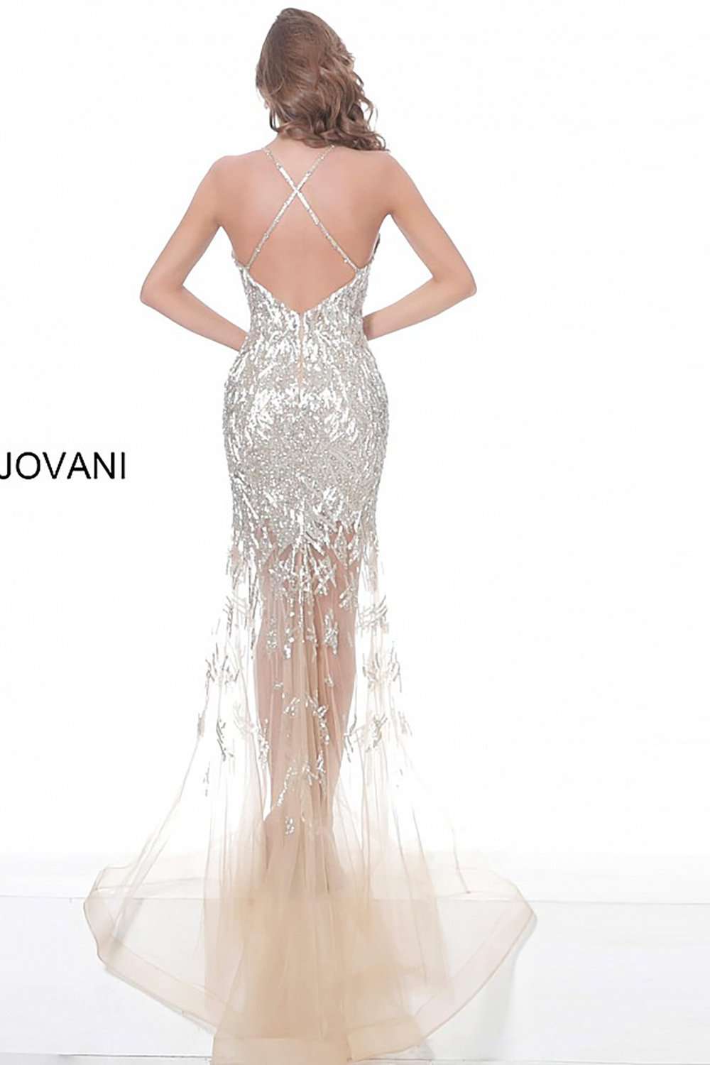 Beaded Low V Neck Prom Dress Jovani 03911 - Morvarieds Fashion