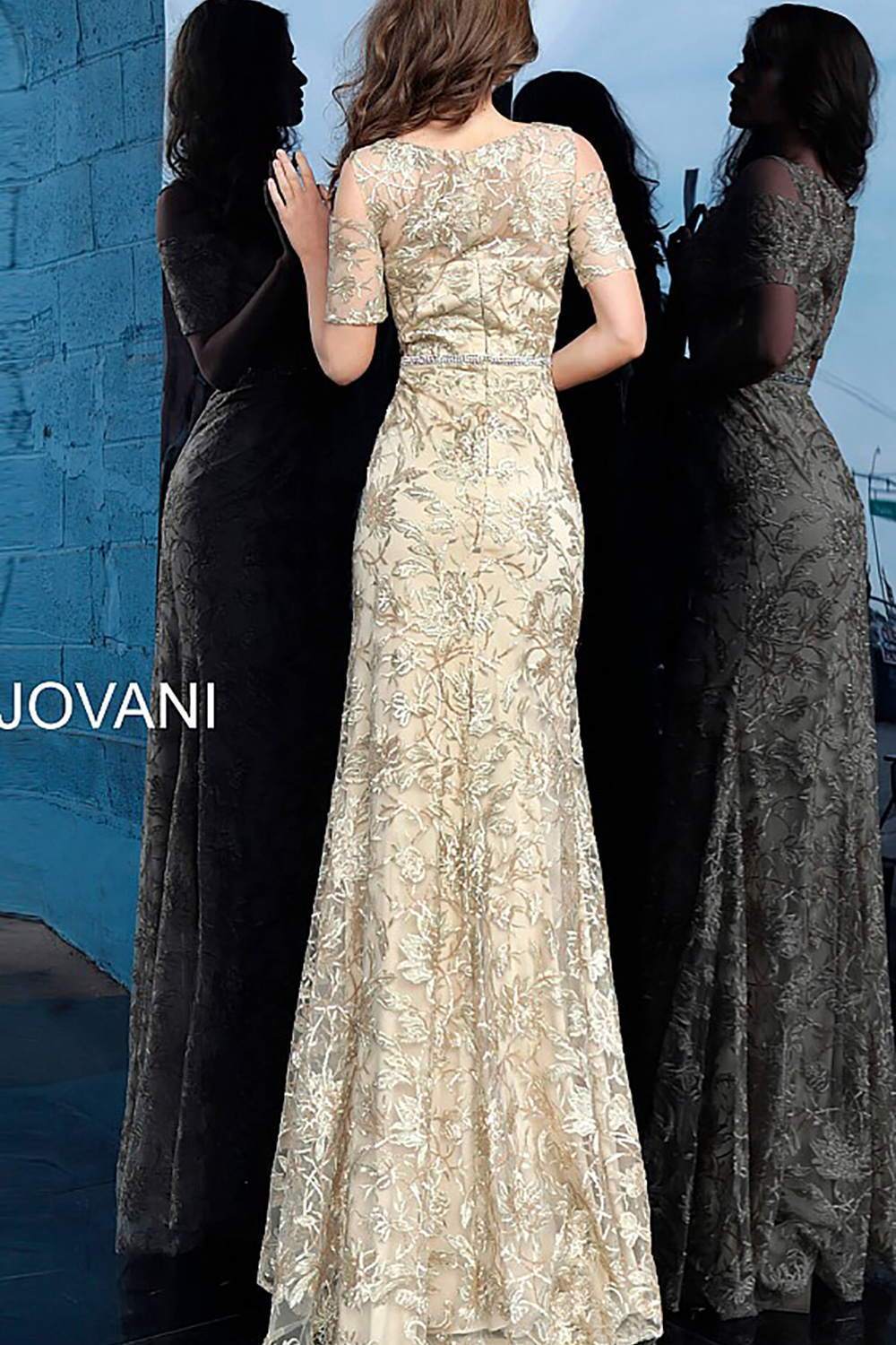 Gold Form Fitting Embellished Mother of the Bride Dress Jovani 63649 - Morvarieds Fashion