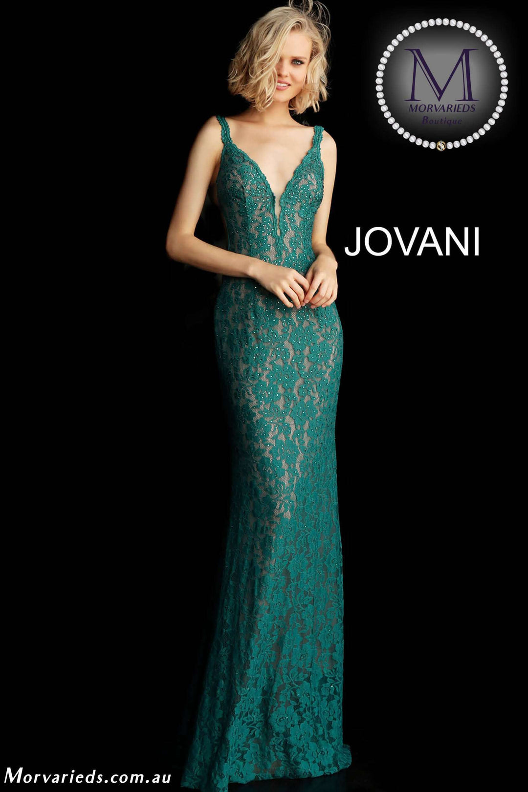 Lace Fitted V Neckline Prom Dress Jovani 48994 - Morvarieds Fashion
