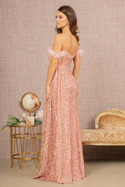 Feather Sequin Velvet A Line Elizabeth K Dress GL3163 - Morvarieds Fashion