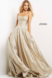Gold Lace Corset Bodice Prom Ballgown Jovani 07497 - Morvarieds Fashion