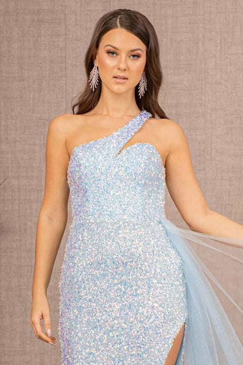 Sequin Glitter Asymmetric Mermaid Elizabeth K Dress GL3133 - Morvarieds Fashion