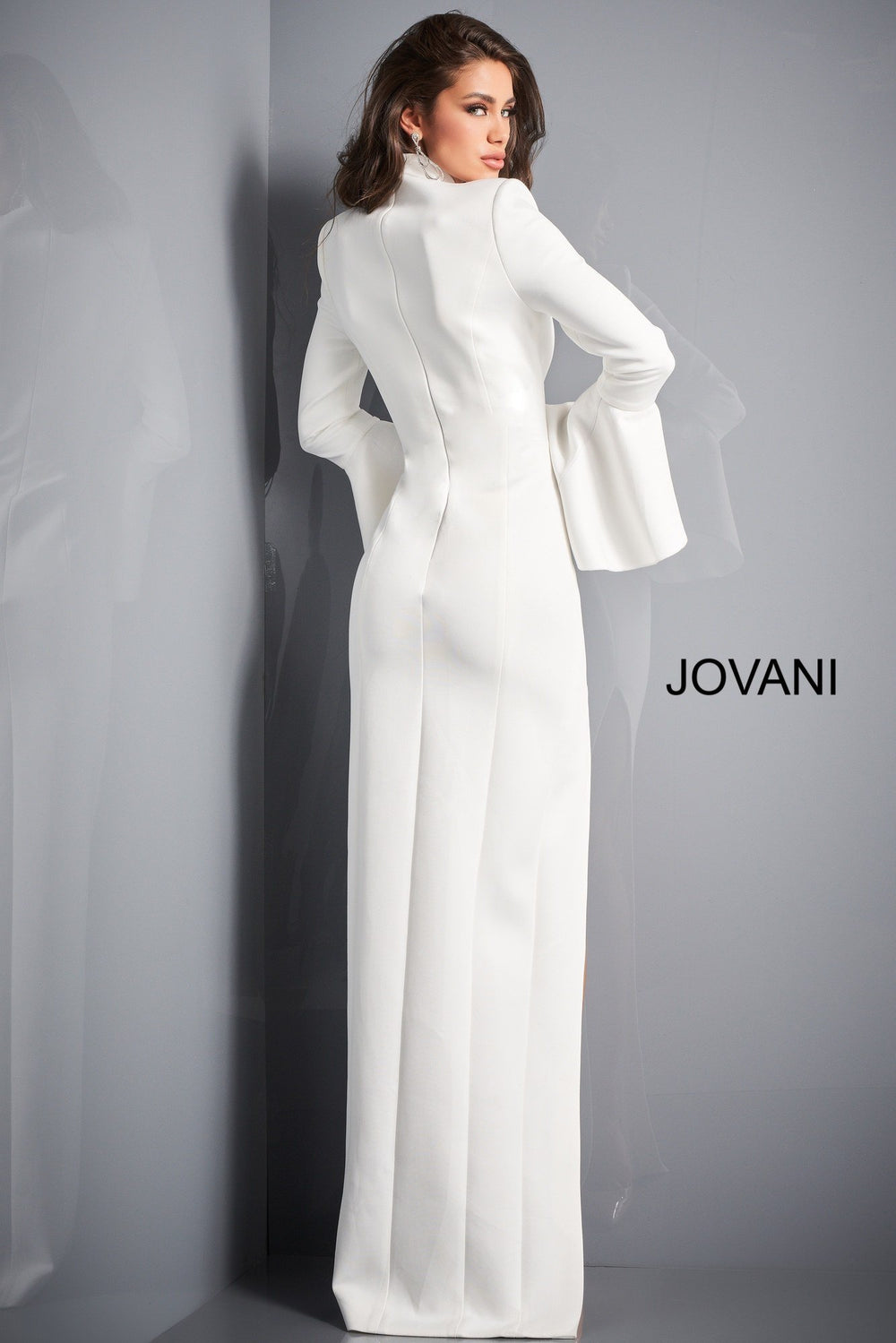 High Slit Bell Sleeve Evening Dress Jovani 04240 - Morvarieds Fashion