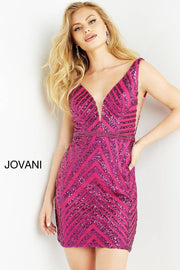 Plunging Neck Embellished Short Dress Jovani 08216 - Morvarieds Fashion