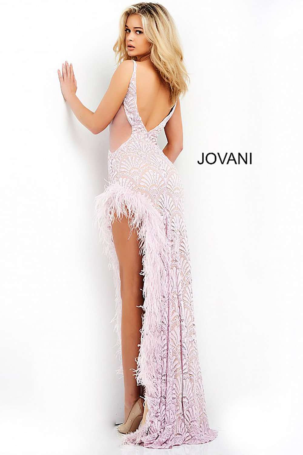 Side Cut Outs High Slit Prom Dress Jovani 06558 - Morvarieds Fashion