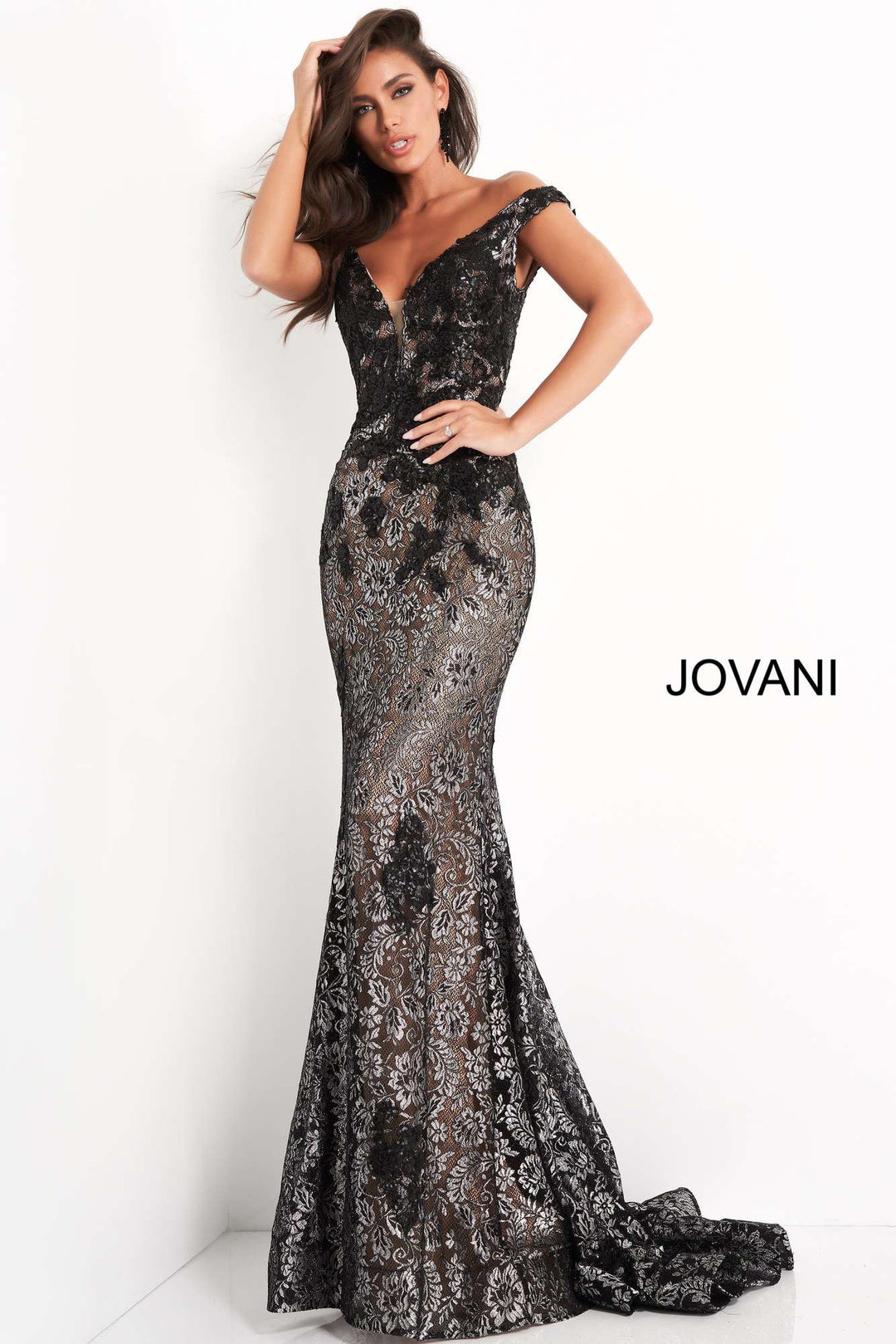Off the Shoulder Lace Prom Dress Jovani 06437 - Morvarieds Fashion