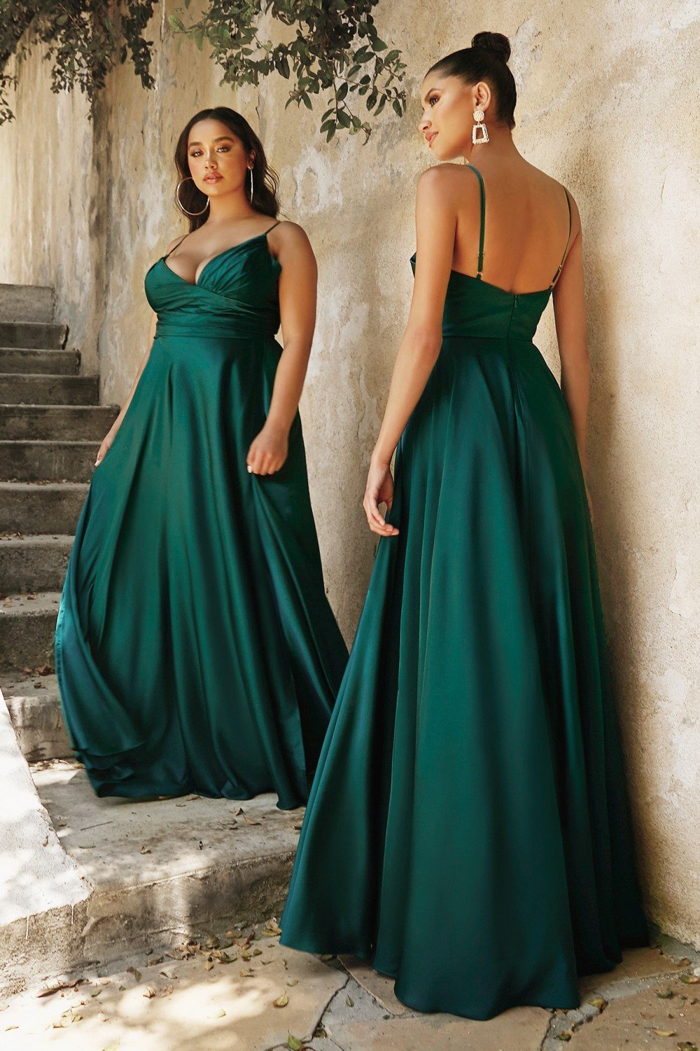 SOFT SATIN A-LINE SWEATHEART NECKLINE WITH SLIT 7485 - Morvarieds Fashion
