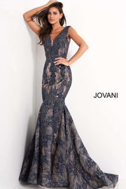 Lace V Neck Mermaid Evening Dress Jovani 04585 - Morvarieds Fashion