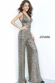 Black Gold Plunging Neckline Sleeveless Jumpsuit Dress Jovani 8112 - Morvarieds Fashion