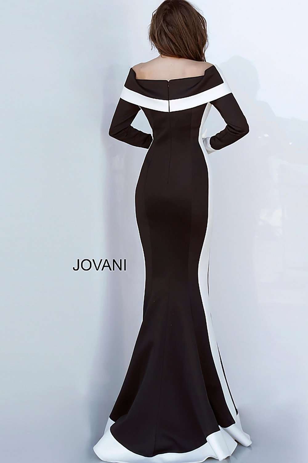 Black and White Long Sleeve Evening Dress Jovani 4062 - Morvarieds Fashion
