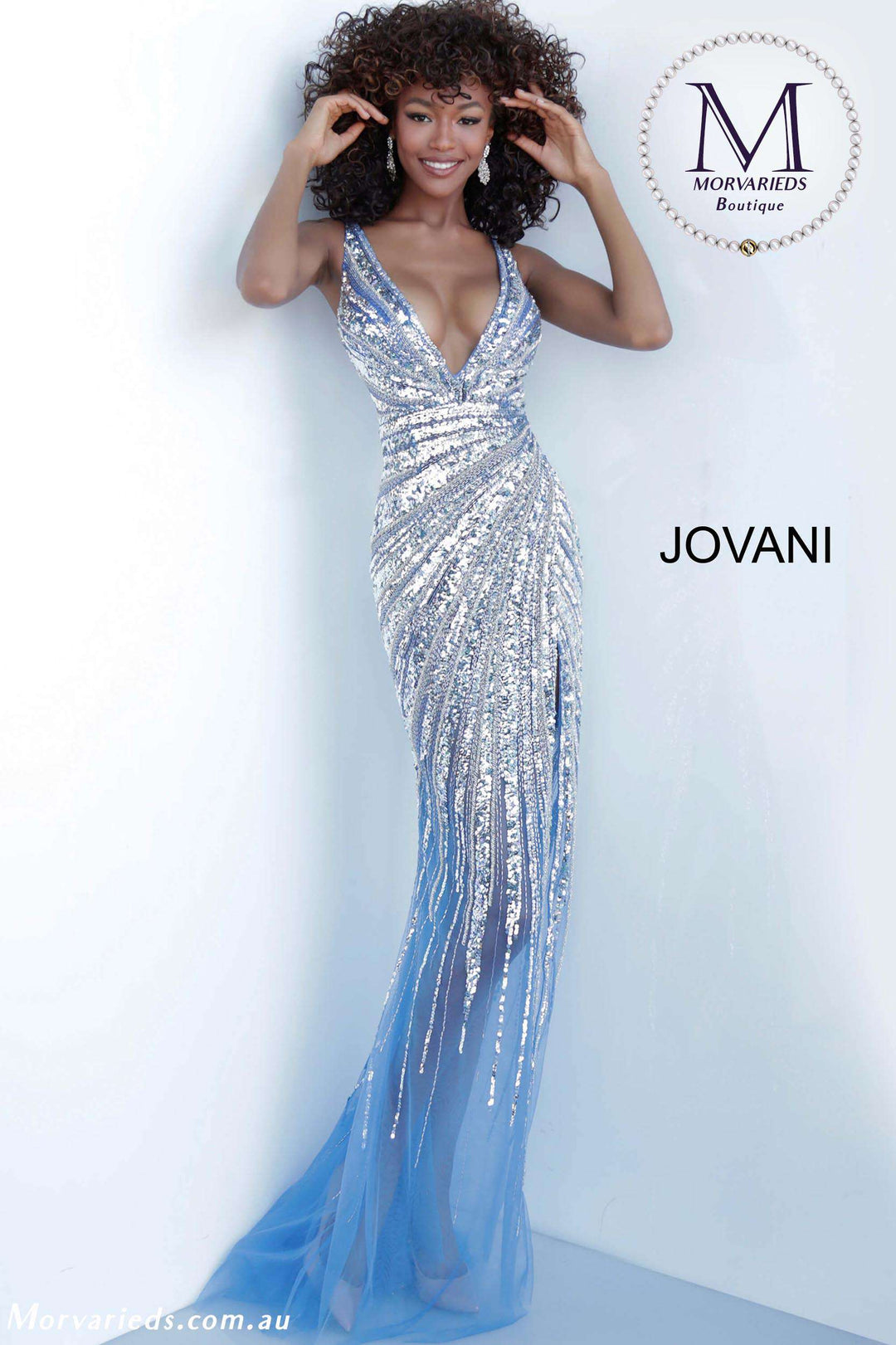 Beaded Low V Neckline Prom Dress Jovani 3686 - Morvarieds Fashion