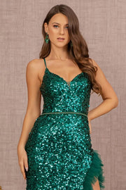 Jewel Bead Lace-up Back Mesh Mermaid Elizabeth K Dress GL3143 - Morvarieds Fashion