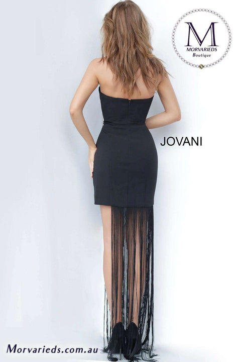 Black Fringe Strapless Cocktail Dress Jovani 1048 - Morvarieds Fashion