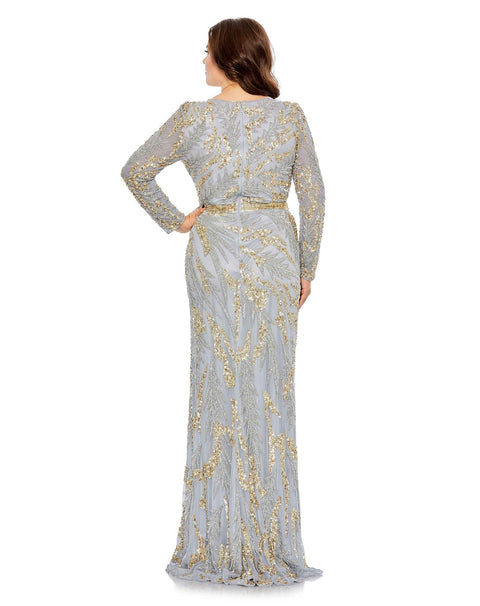 Long Sleeve High Neckline Embellished Gown | Mac Duggal 5358 - Morvarieds Fashion