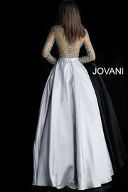 Beaded Bodice Long Sleeve Evening Ballgown Jovani 46066 - Morvarieds Fashion