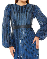 Long Sleeve Ruffle Detail Sequin Dress | Mac Duggal 23003 - Morvarieds Fashion