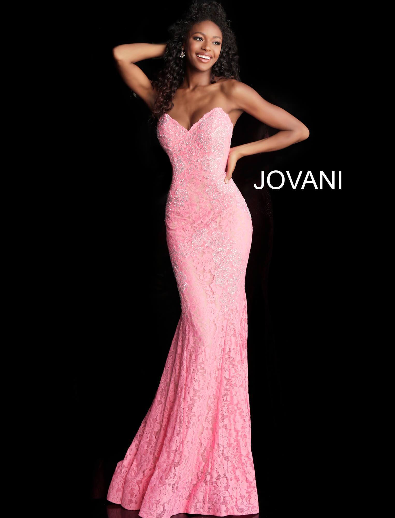 Fitted Strapless Lace Formal Dress Jovani 37334 Morvarieds Boutique