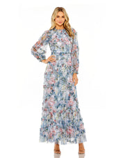 Long Sleeve High Neck Sequin Detail Ruffle Gown | Mac Duggal 8098 - Morvarieds Fashion