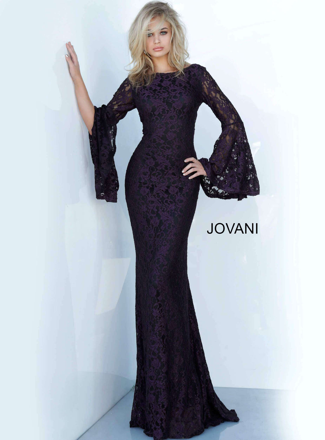 Bell Sleeve Fitted Lace Dress Jovani 03352 - Morvarieds Fashion