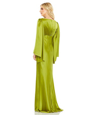 Charmeuse Bell Sleeve Empire Waist Gown | Mac Duggal 68344 - Morvarieds Fashion