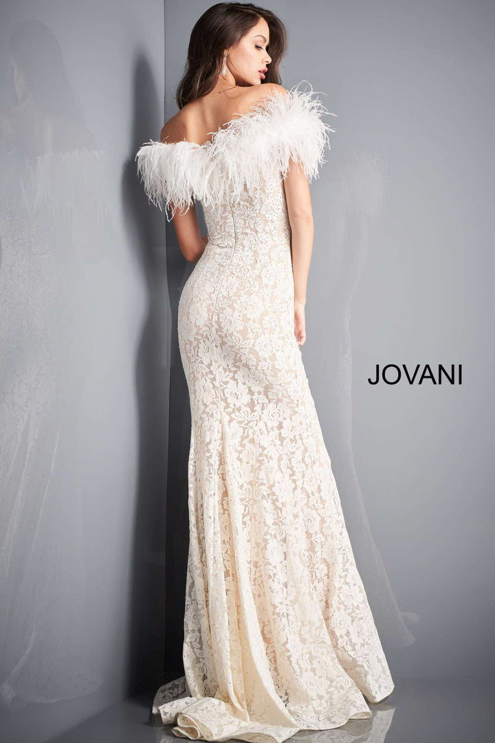 Lace Feather Neck Prom Dress Jovani 06451 - Morvarieds Fashion