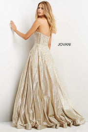 Gold Lace Corset Bodice Prom Ballgown Jovani 07497 - Morvarieds Fashion
