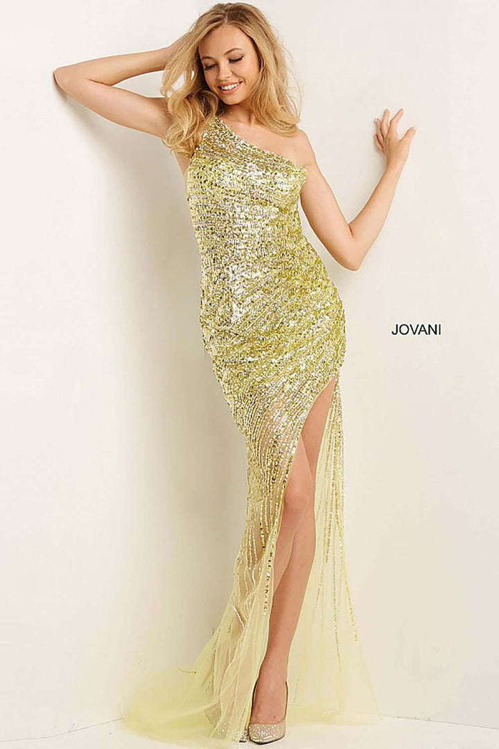 Embellished One Shoulder Prom Dress Jovani 05647 - Morvarieds Fashion