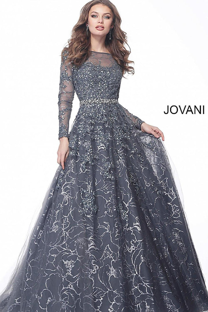 Embellished Long Sleeve Evening Dress Jovani 51838 - Morvarieds Fashion