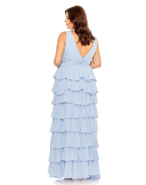 Ruffle Tiered Sleeveless V Neck Gown | Mac Duggal 68119 - Morvarieds Fashion