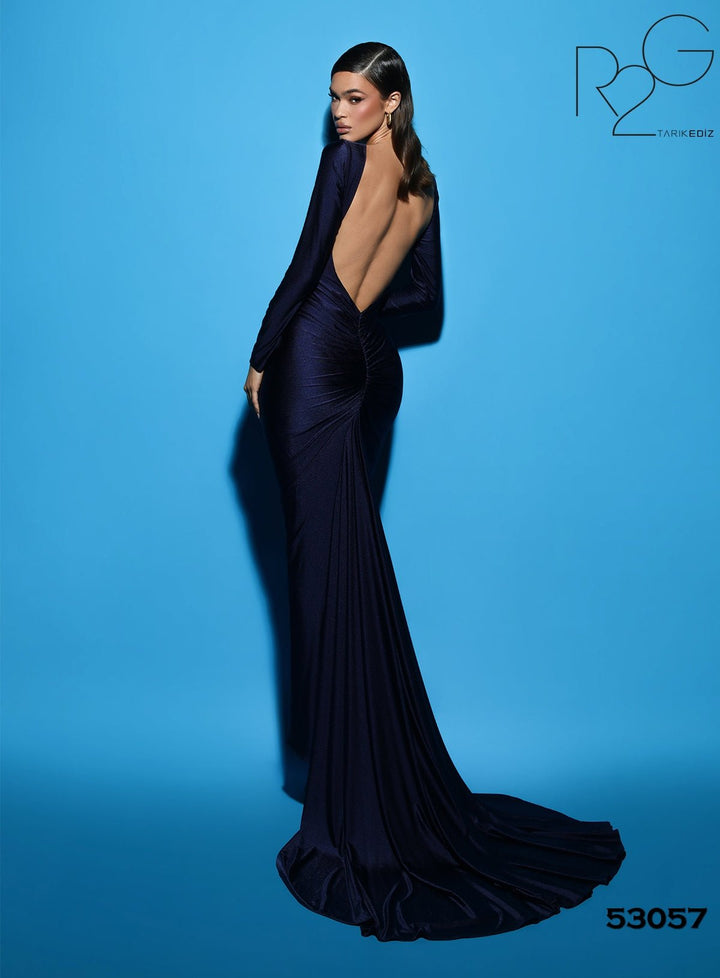 Ruched Formal Dress | CORA - Tarik Ediz Prom Dress 53057 - Morvarieds Fashion