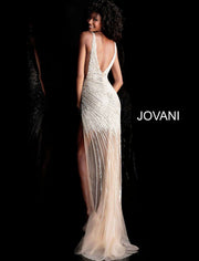 Fully Beaded High Slit Formal Dress Jovani 63405 - Morvarieds Fashion