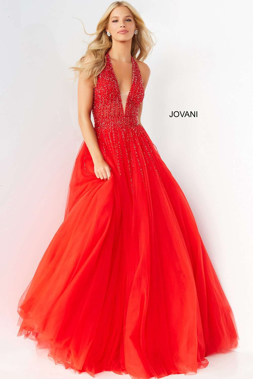 Halter Neckline Tulle Prom Dress Jovani 06598 - Morvarieds Fashion