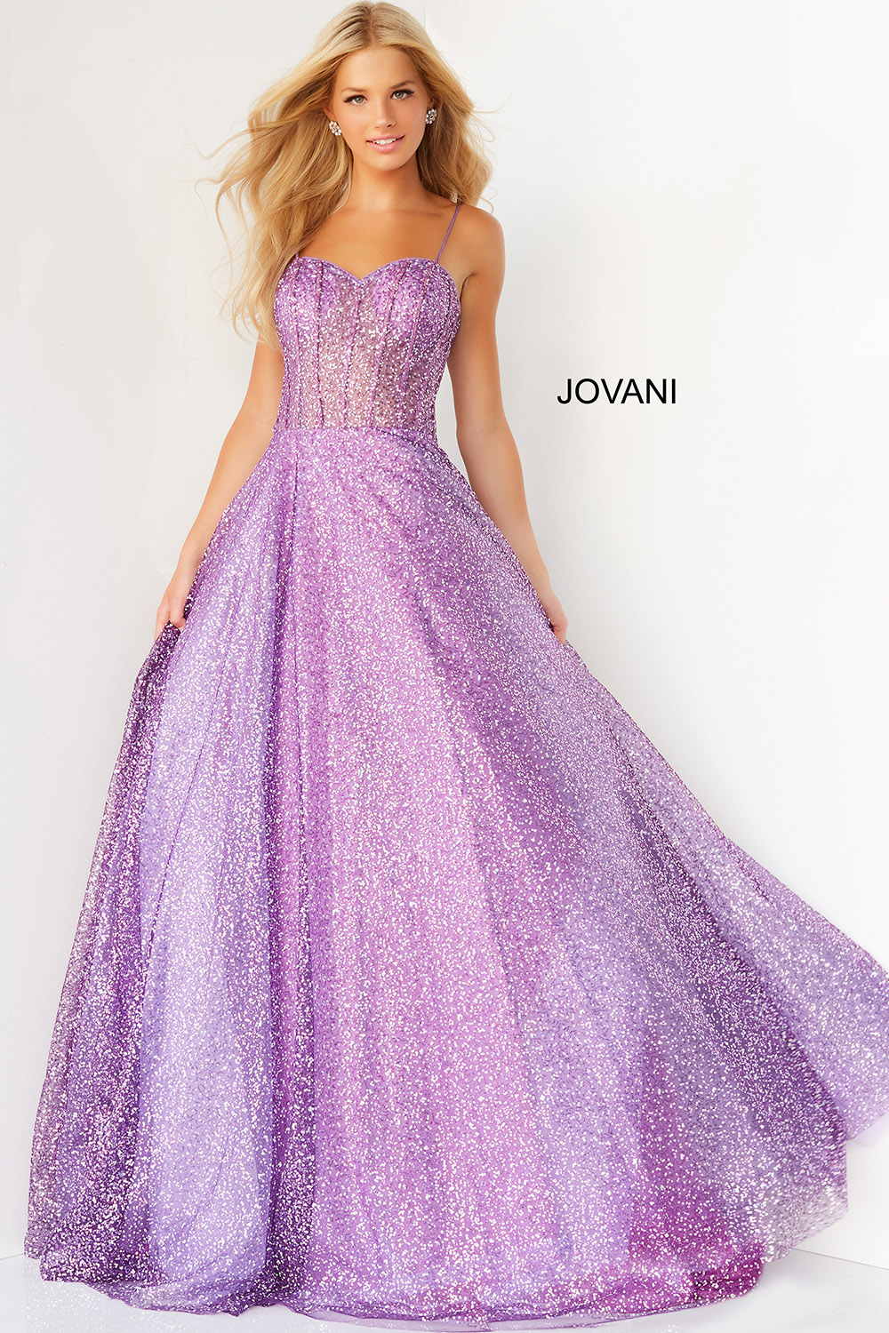 Purple Corset Bodice A Line Prom Dress Jovani 07423 - Morvarieds Fashion