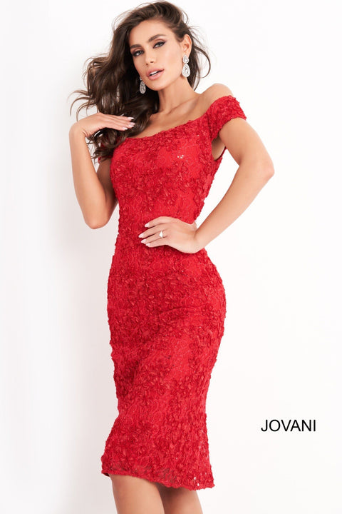 Knee Length Lace Short Dress Jovani 04763 - Morvarieds Fashion