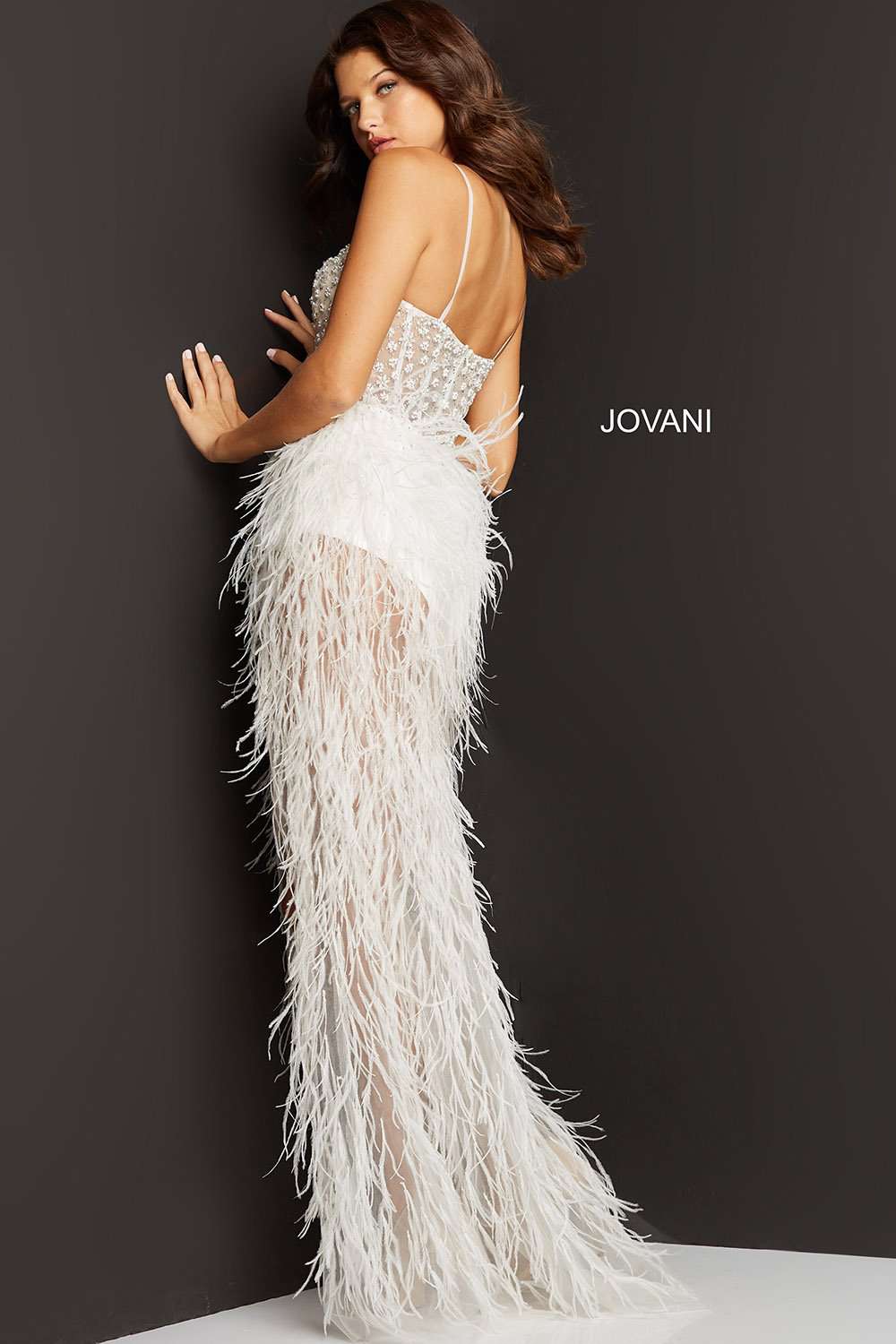 Feather Embellished Prom Dress Jovani 07591 - Morvarieds Fashion