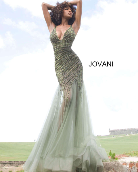 Beaded Mermaid Prom Gown Jovani 4741 - Morvarieds Fashion