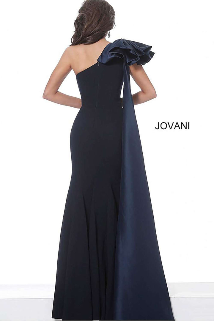 One Shoulder Ruched Waist Evening Dress Jovani 1008 - Morvarieds Fashion