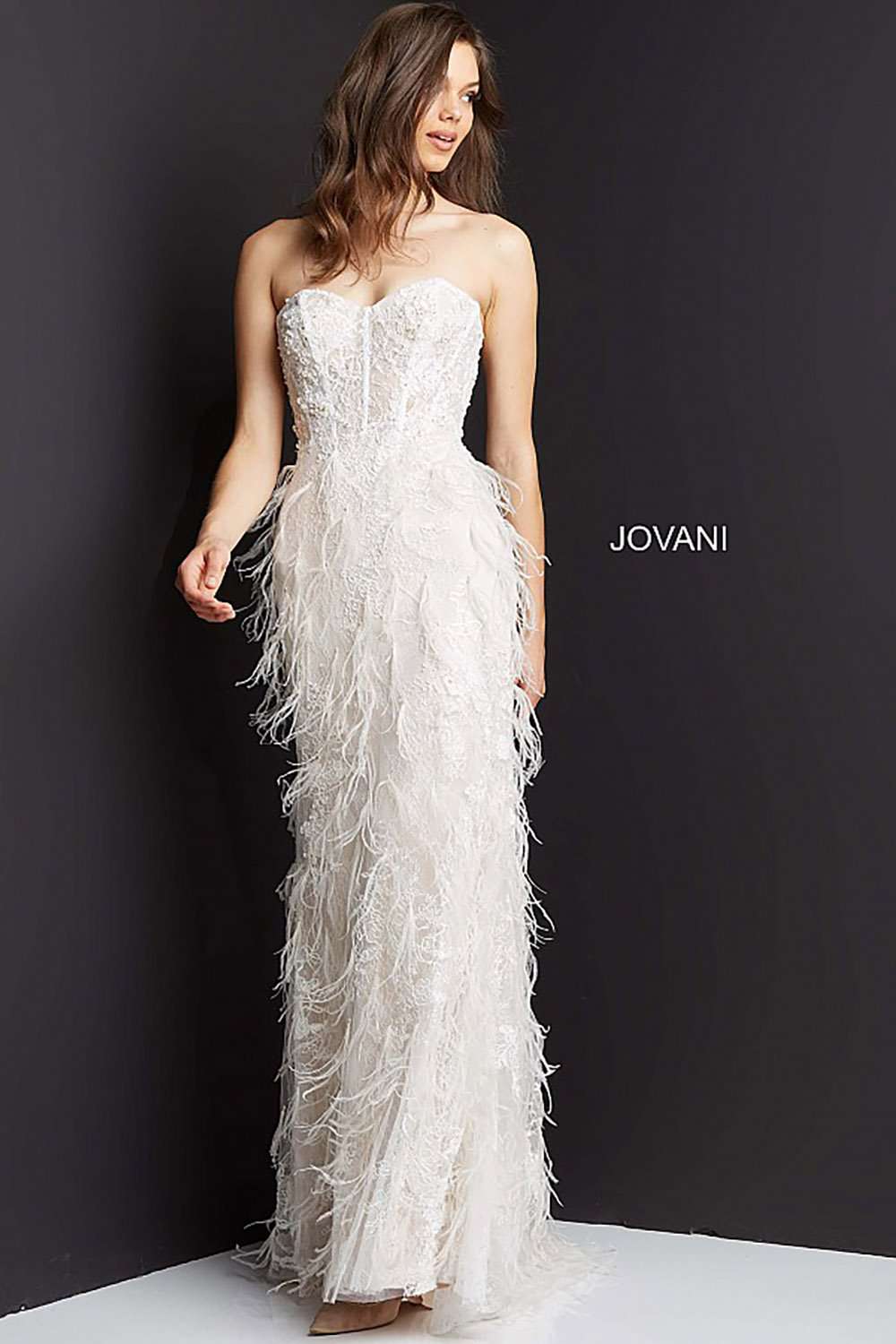 Feather Embellished Prom Dress Jovani 07591 - Morvarieds Fashion
