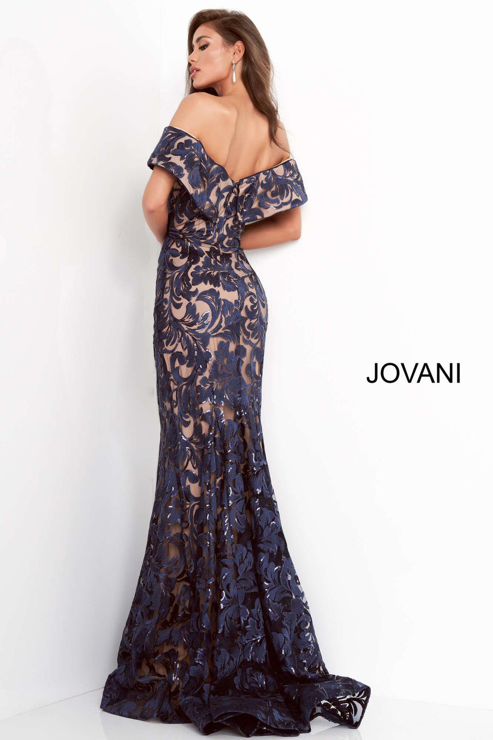 Lace Off the Shoulder Evening Gown Jovani 02912 - Morvarieds Fashion