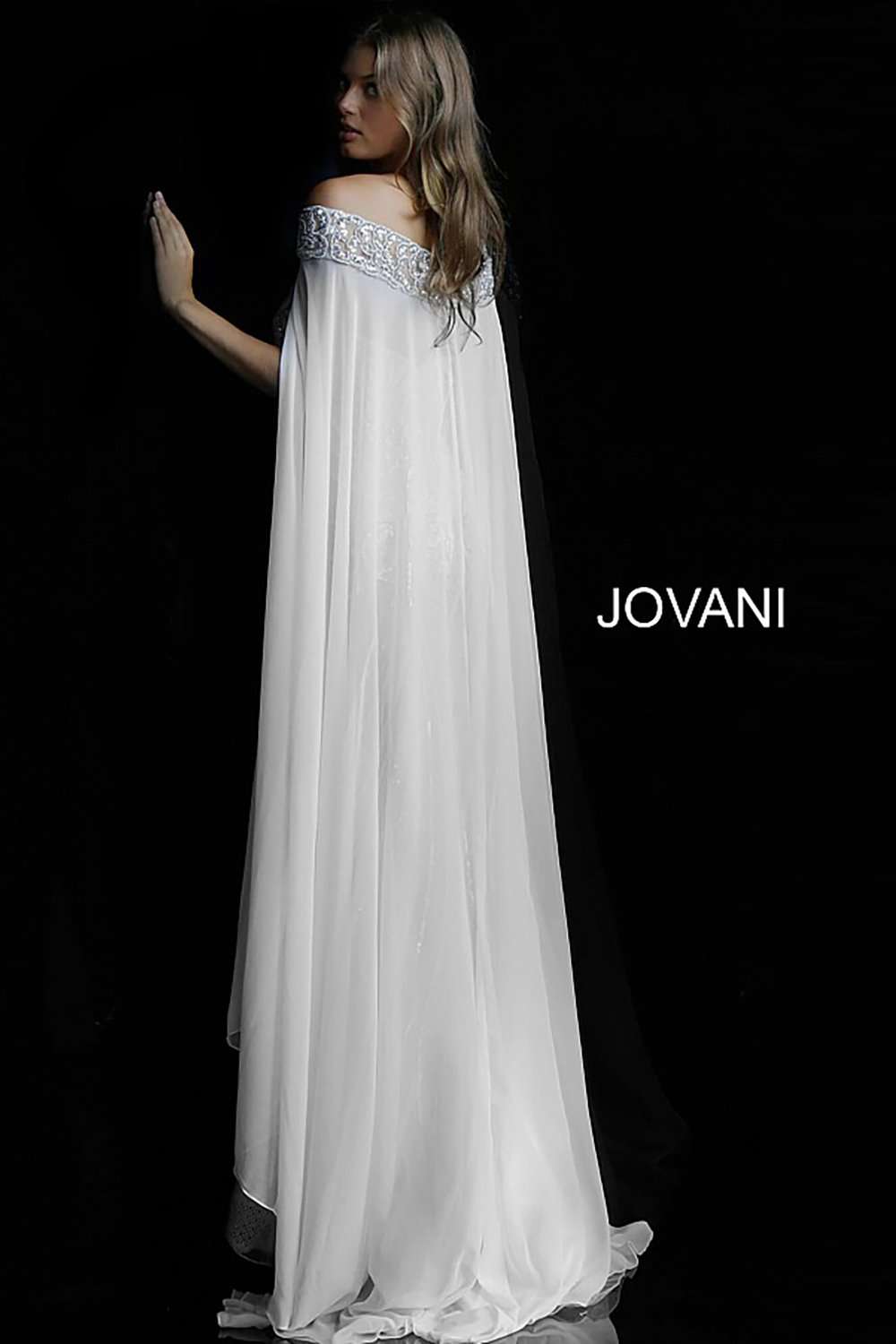 Off the Shoulder Beaded Mother of the Bride Evening Dress Jovani 45566 - Morvarieds Fashion
