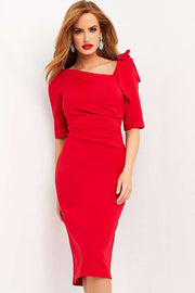 Short Sleeve Knee Length Dress Jovani 04281 - Morvarieds Fashion