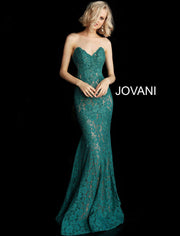 Fitted Strapless Lace Prom Dress Jovani 37334 - Morvarieds Fashion