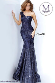 Navy One Shoulder Evening Dress Jovani 02445 - Morvarieds Fashion